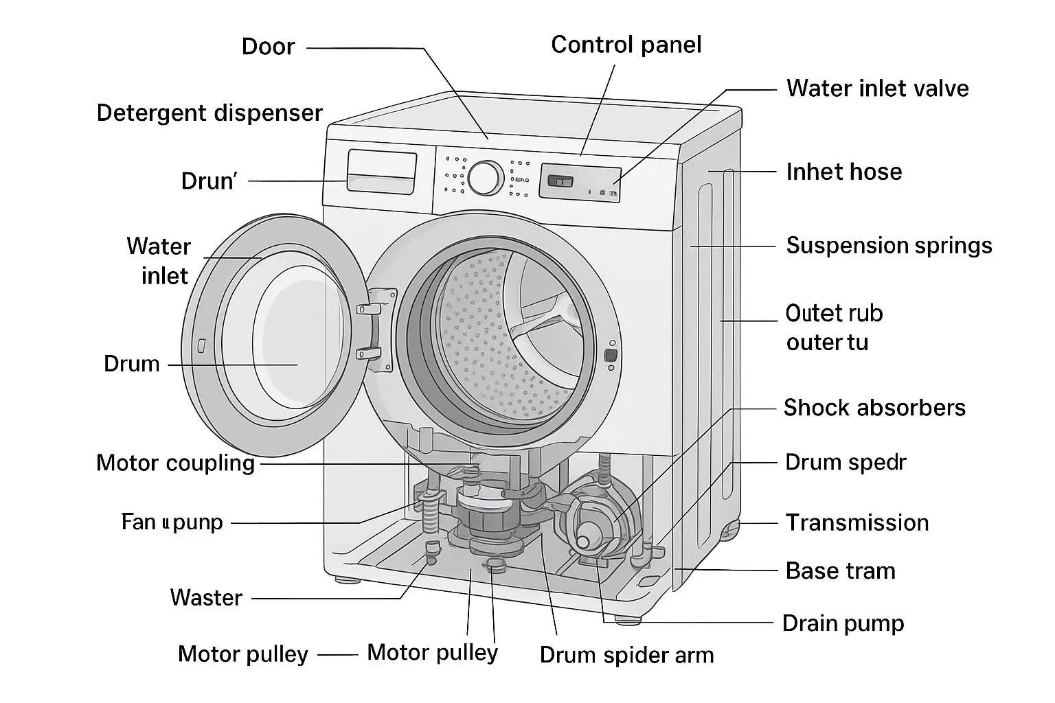 Diagram of Front Load Washing Machine